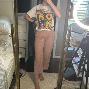 Pink wide leg crop jeans from American Eagle